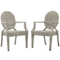 Casper Outdoor Patio Dining Armchair Set of 2, Rattan, Wicker, Light Grey Gray, 18989