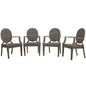Casper Outdoor Patio Dining Armchair Set of 4, Rattan, Wicker, Brown, 18990