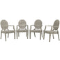 Casper Outdoor Patio Dining Armchair Set of 4, Rattan, Wicker, Light Grey Gray, 18991