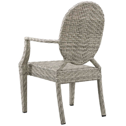 Casper Outdoor Patio Dining Armchair Set of 4, Rattan, Wicker, Light Grey Gray, 18991