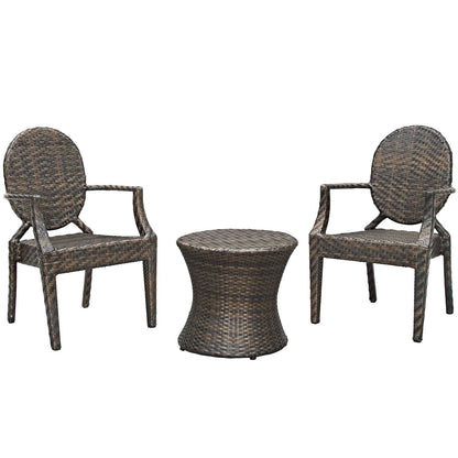 Casper 3 Piece Outdoor Patio Set, Rattan, Wicker, Brown, 18992
