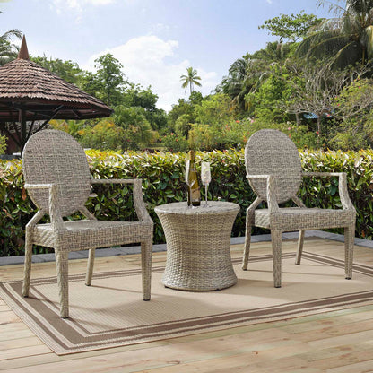 Casper 3 Piece Outdoor Patio Set, Rattan, Wicker, Light Grey Gray, 18993
