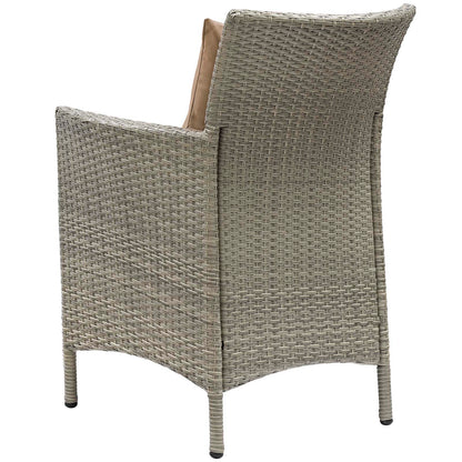 Conduit 7 Piece Outdoor Patio Wicker Rattan Dining Set, Rattan, Wicker, Light Grey Gray Brown, 18999