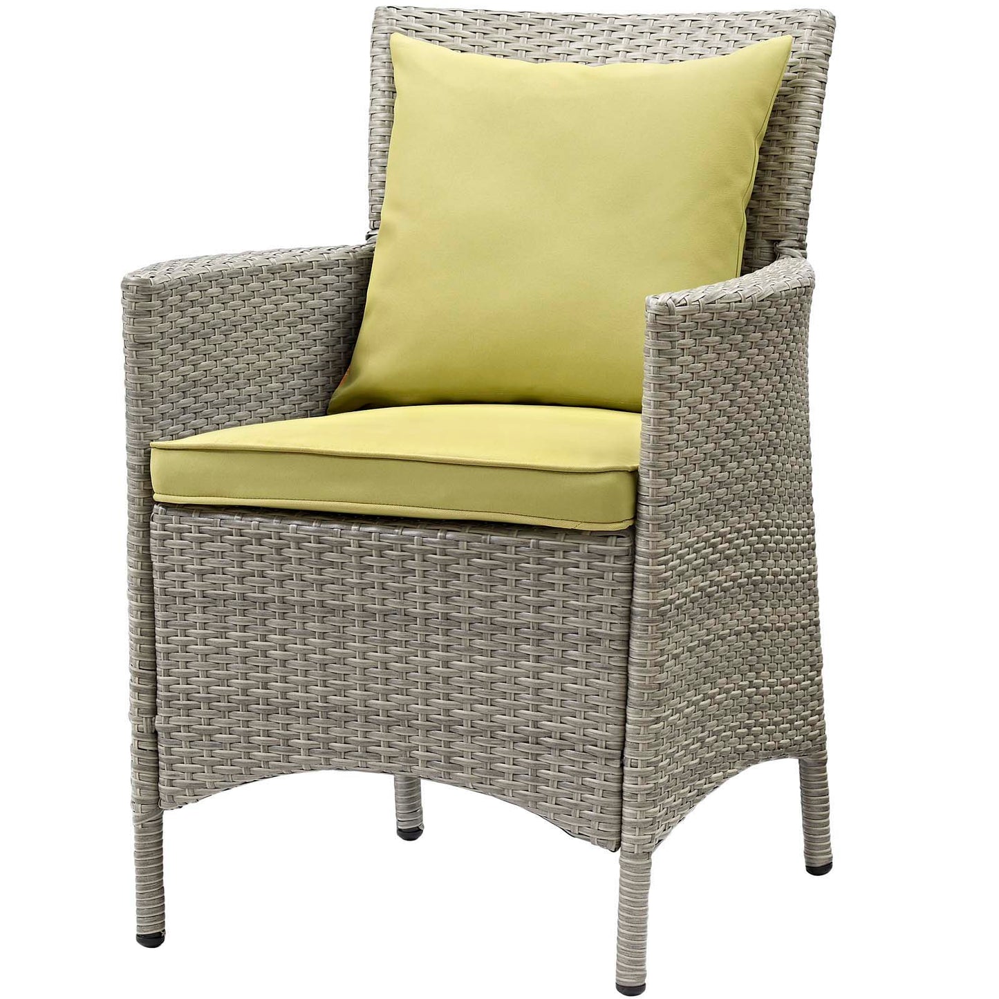 Conduit 7 Piece Outdoor Patio Wicker Rattan Dining Set, Rattan, Wicker, Light Grey Gray Green, 19002