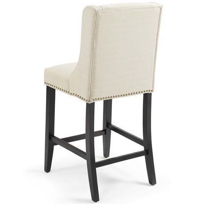 Baron Counter Stool Upholstered Fabric Set of 2, Fabric, Wood, Beige, 19007