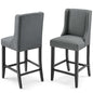 Baron Counter Stool Upholstered Fabric Set of 2, Fabric, Wood, Grey Gray, 19008