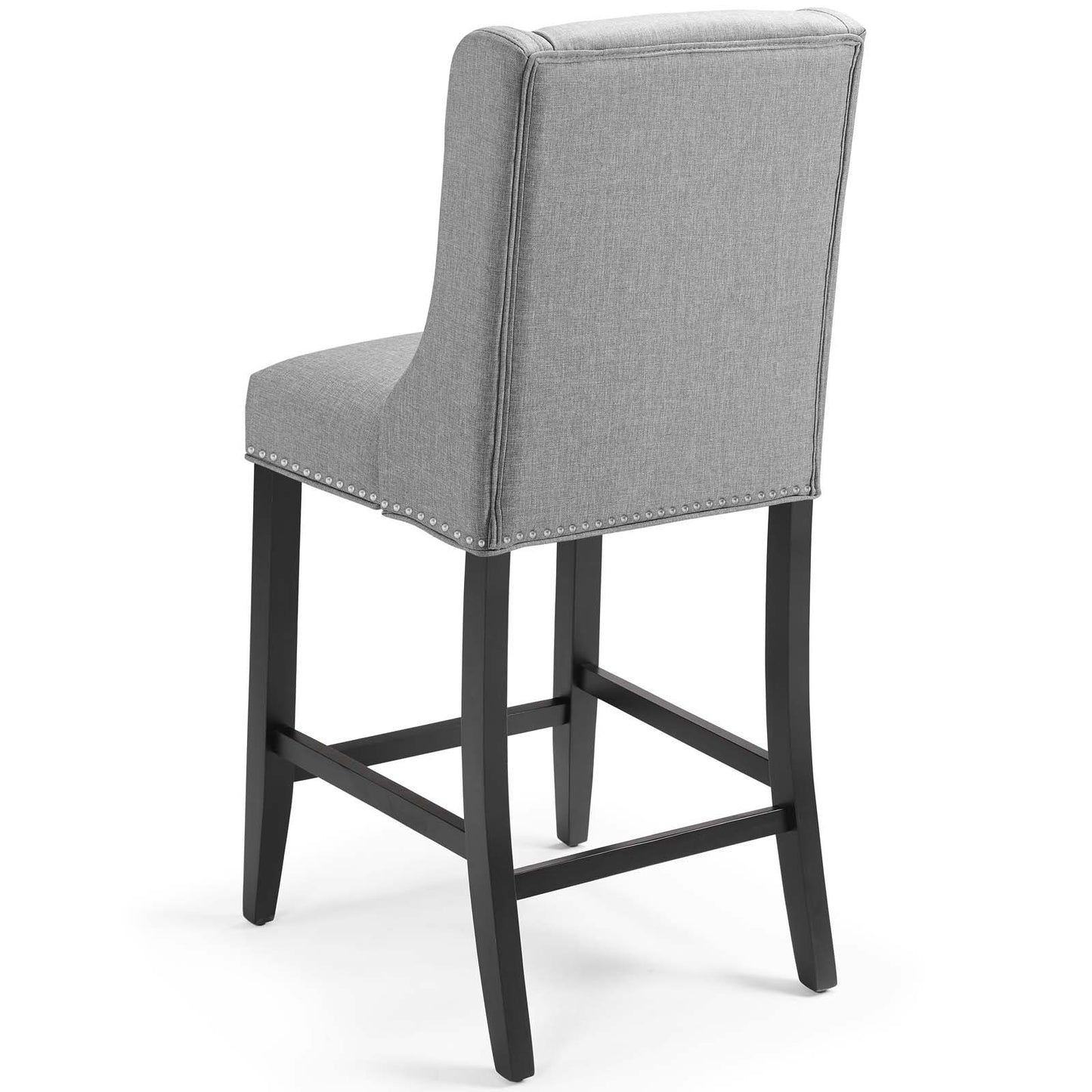 Baron Counter Stool Upholstered Fabric Set of 2, Fabric, Wood, Light Grey Gray, 19009