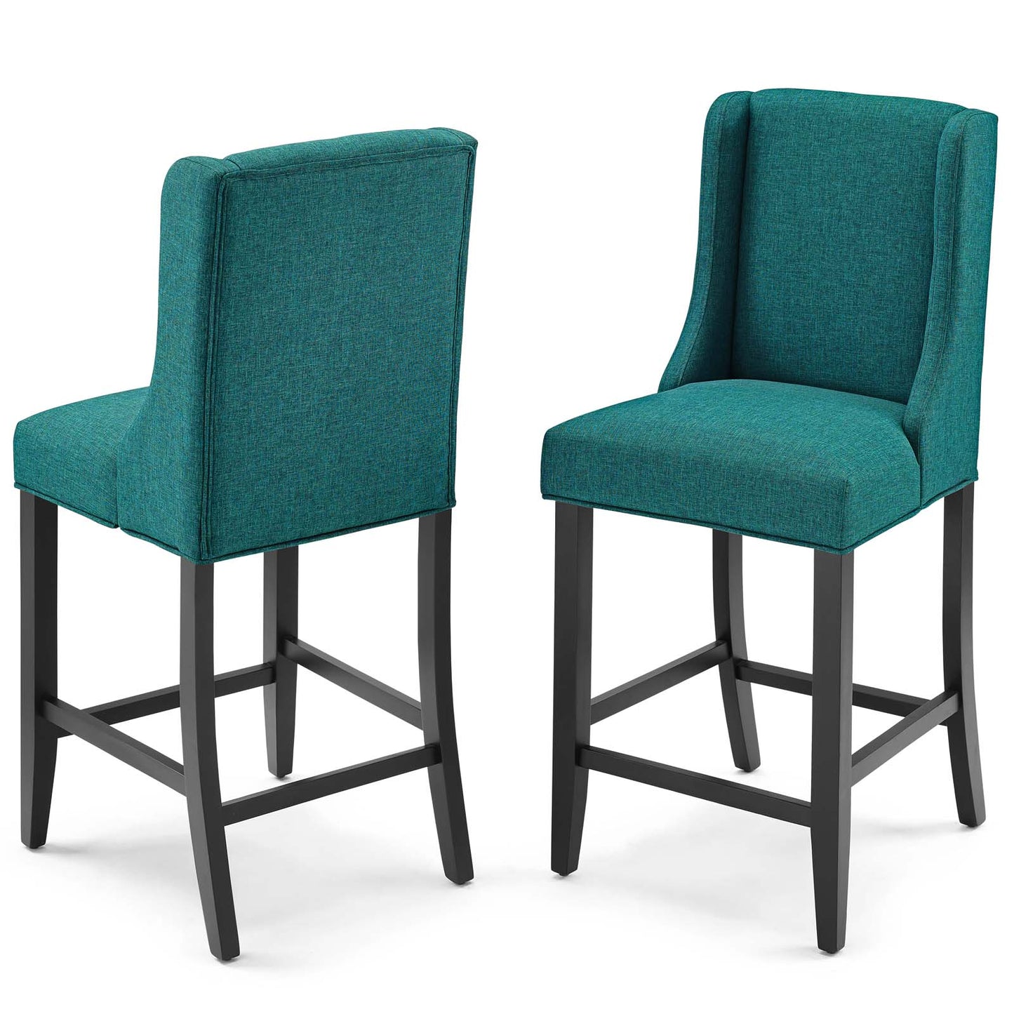 Baron Counter Stool Upholstered Fabric Set of 2, Fabric, Wood, Teal Blue, 19010