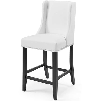 Baron Counter Stool Faux Leather Set of 2, Faux Leather, Wood, White, 19011