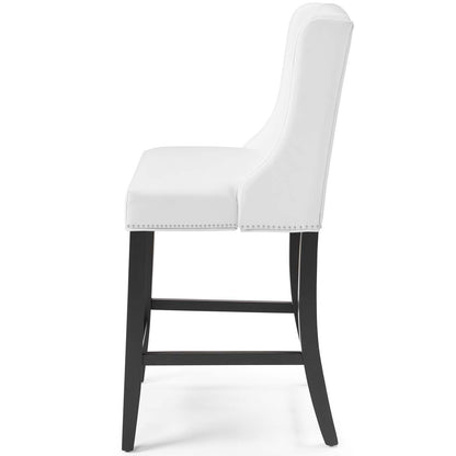 Baron Counter Stool Faux Leather Set of 2, Faux Leather, Wood, White, 19011