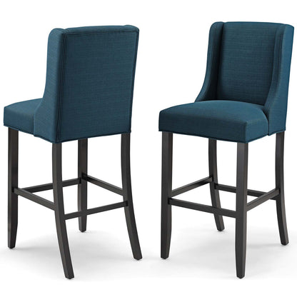 Baron Bar Stool Upholstered Fabric Set of 2, Fabric, Wood, Navy Blue, 19012