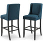 Baron Bar Stool Upholstered Fabric Set of 2, Fabric, Wood, Navy Blue, 19012