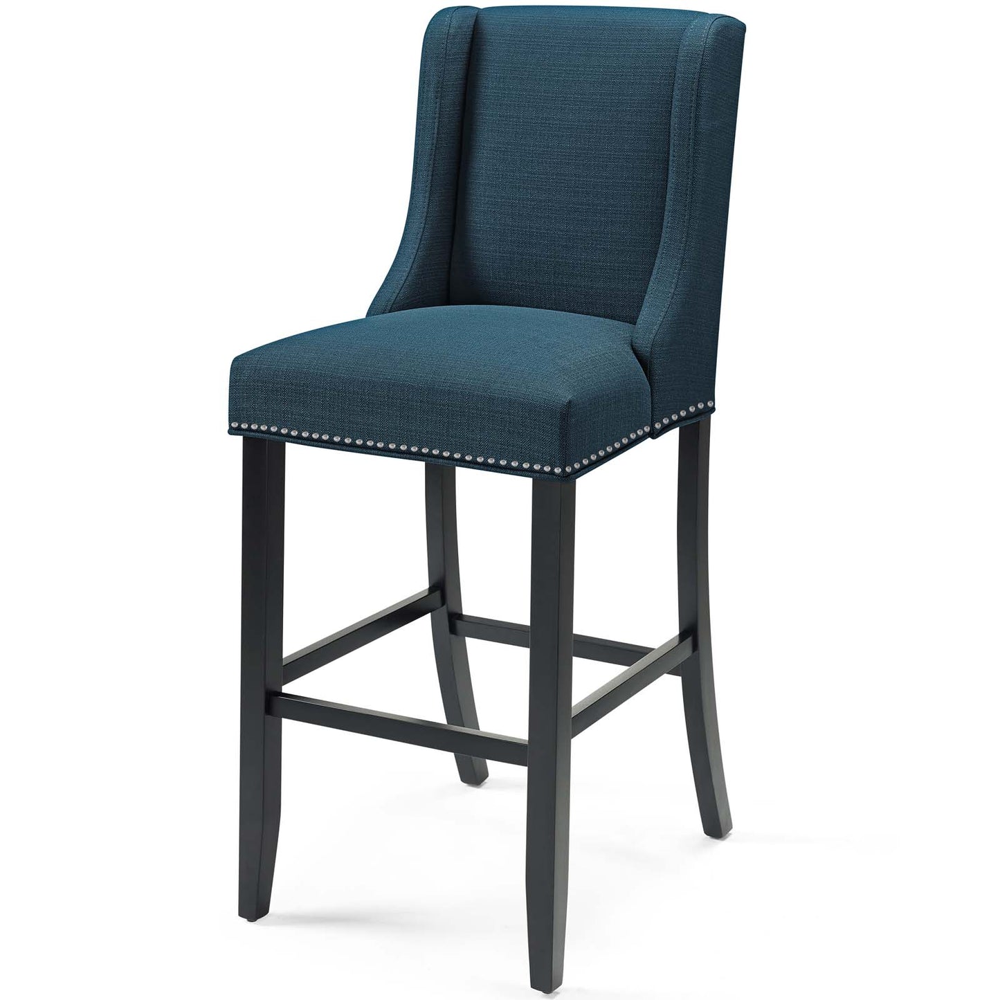 Baron Bar Stool Upholstered Fabric Set of 2, Fabric, Wood, Navy Blue, 19012