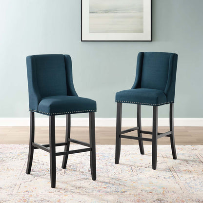 Baron Bar Stool Upholstered Fabric Set of 2, Fabric, Wood, Navy Blue, 19012
