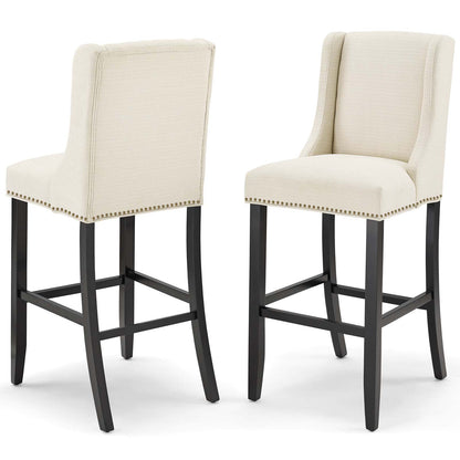Baron Bar Stool Upholstered Fabric Set of 2, Fabric, Wood, Beige, 19013