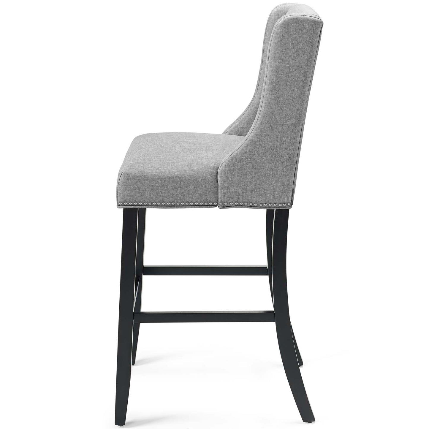 Baron Bar Stool Upholstered Fabric Set of 2, Fabric, Wood, Light Grey Gray, 19014