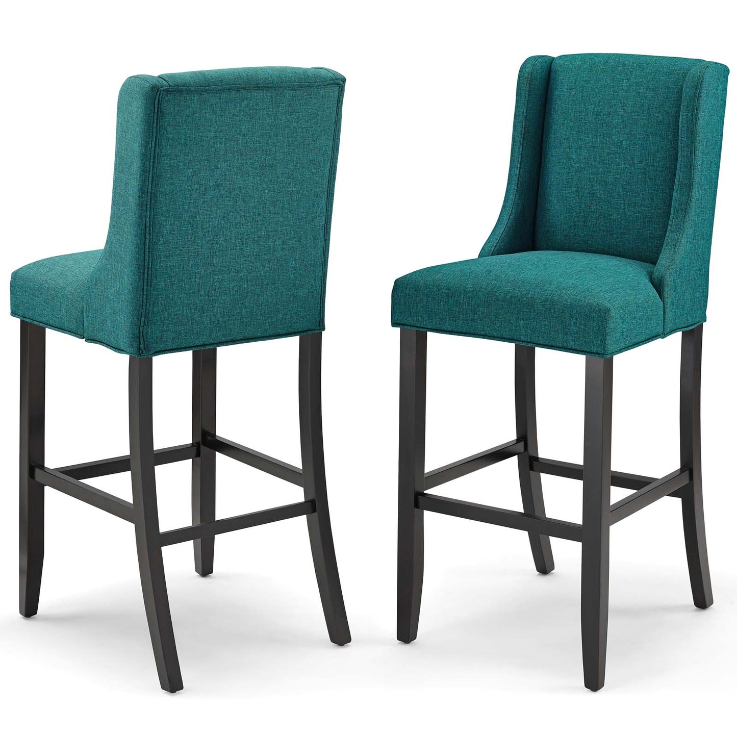 Baron Bar Stool Upholstered Fabric Set of 2, Fabric, Wood, Teal Blue, 19015