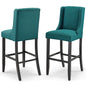 Baron Bar Stool Upholstered Fabric Set of 2, Fabric, Wood, Teal Blue, 19015