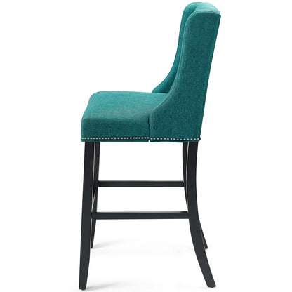 Baron Bar Stool Upholstered Fabric Set of 2, Fabric, Wood, Teal Blue, 19015