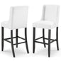 Baron Bar Stool Faux Leather Set of 2, Faux Leather, Wood, White, 19016