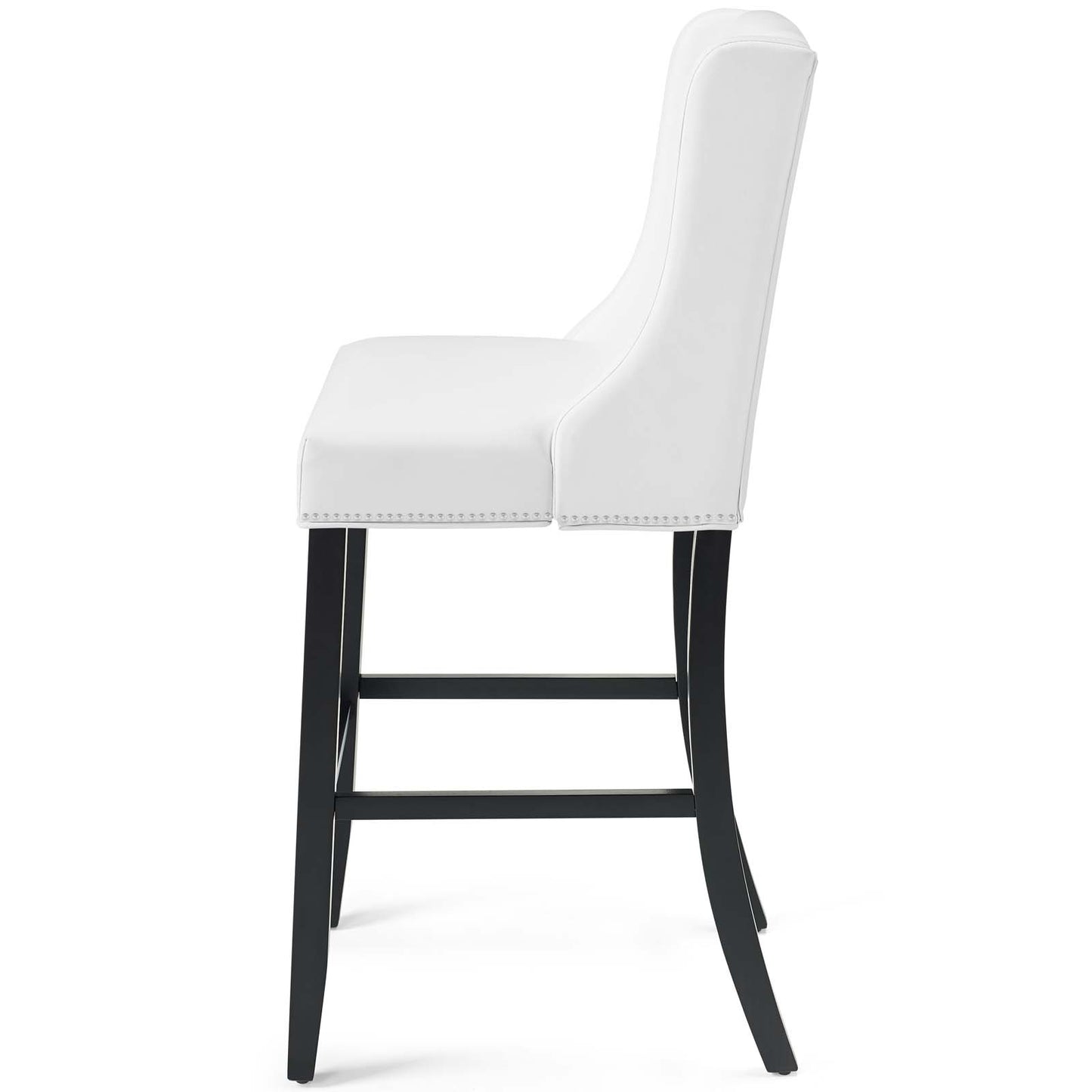 Baron Bar Stool Faux Leather Set of 2, Faux Leather, Wood, White, 19016