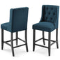 Baronet Counter Bar Stool Upholstered Fabric Set of 2, Fabric, Wood, Navy Blue, 19017