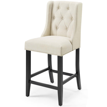 Baronet Counter Bar Stool Upholstered Fabric Set of 2, Fabric, Wood, Beige, 19018