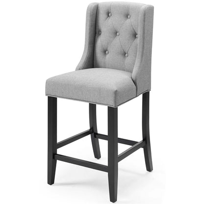 Baronet Counter Bar Stool Upholstered Fabric Set of 2, Fabric, Wood, Light Grey Gray, 19020