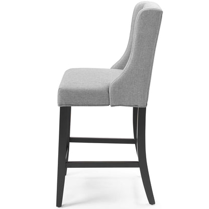 Baronet Counter Bar Stool Upholstered Fabric Set of 2, Fabric, Wood, Light Grey Gray, 19020