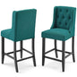 Baronet Counter Bar Stool Upholstered Fabric Set of 2, Fabric, Wood, Teal Blue, 19021