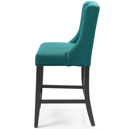 Baronet Counter Bar Stool Upholstered Fabric Set of 2, Fabric, Wood, Teal Blue, 19021