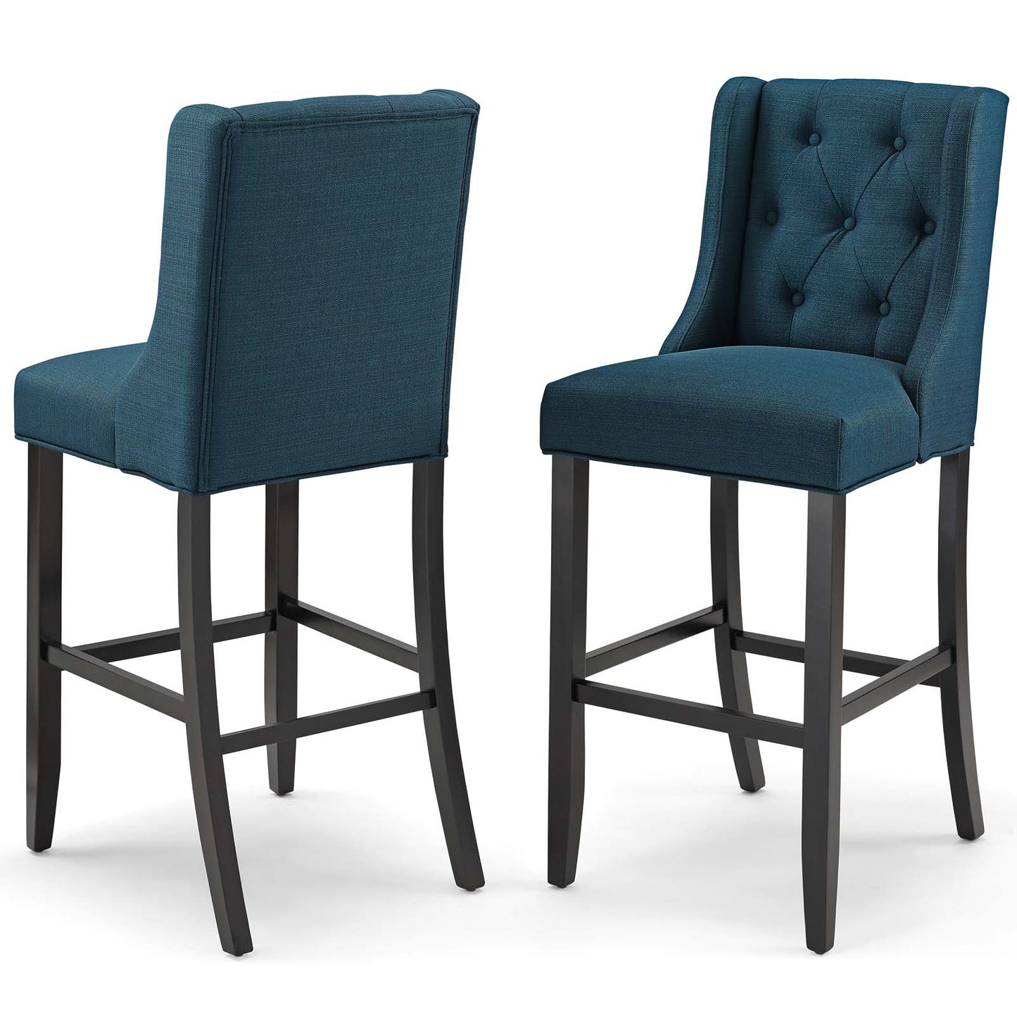 Baronet Bar Stool Upholstered Fabric Set of 2, Fabric, Wood, Navy Blue, 19023