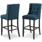 Baronet Bar Stool Upholstered Fabric Set of 2, Fabric, Wood, Navy Blue, 19023