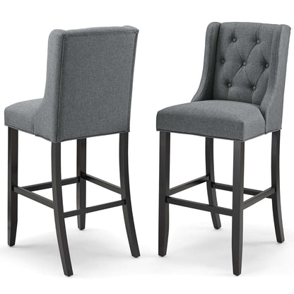 Baronet Bar Stool Upholstered Fabric Set of 2, Fabric, Wood, Grey Gray, 19025