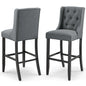 Baronet Bar Stool Upholstered Fabric Set of 2, Fabric, Wood, Grey Gray, 19025
