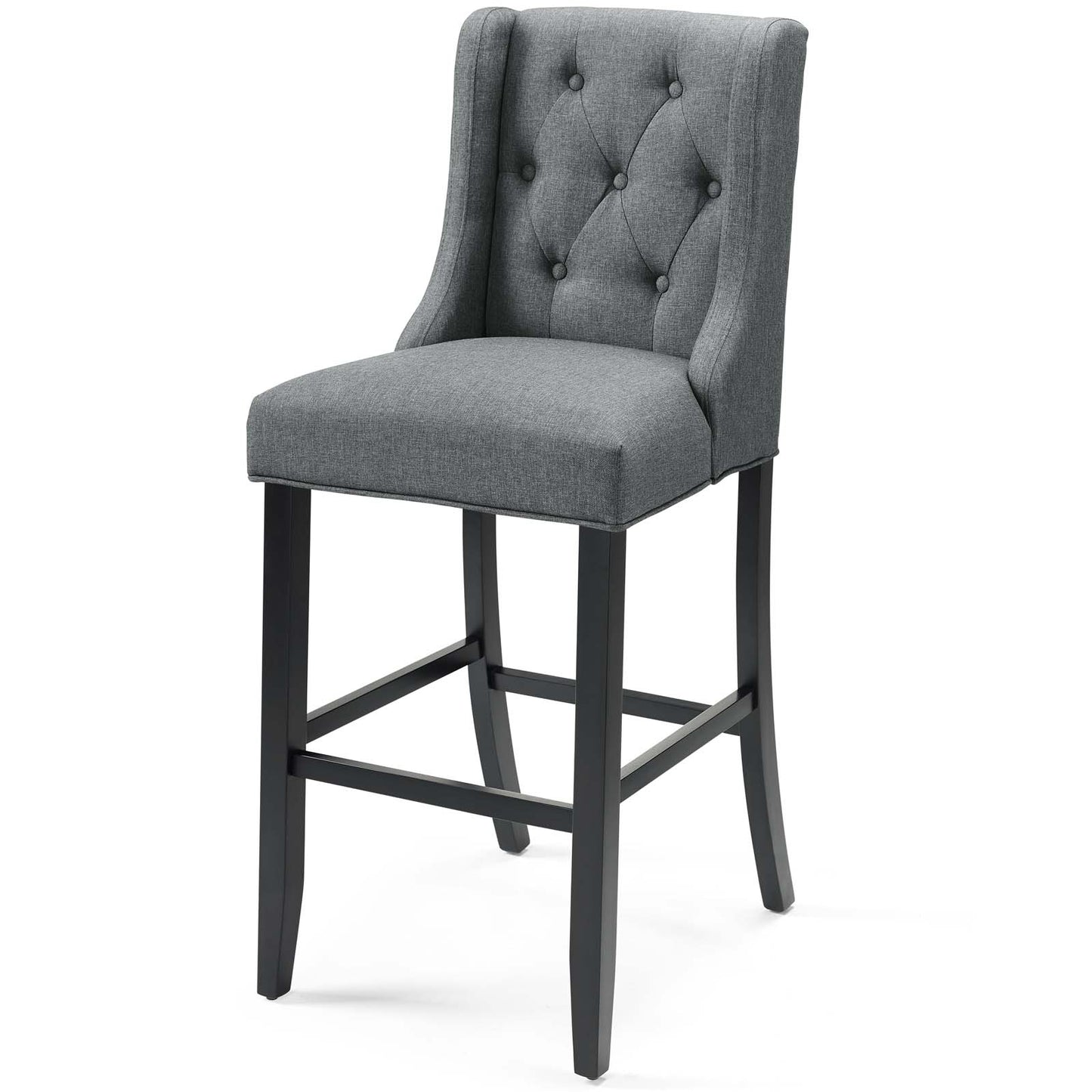 Baronet Bar Stool Upholstered Fabric Set of 2, Fabric, Wood, Grey Gray, 19025