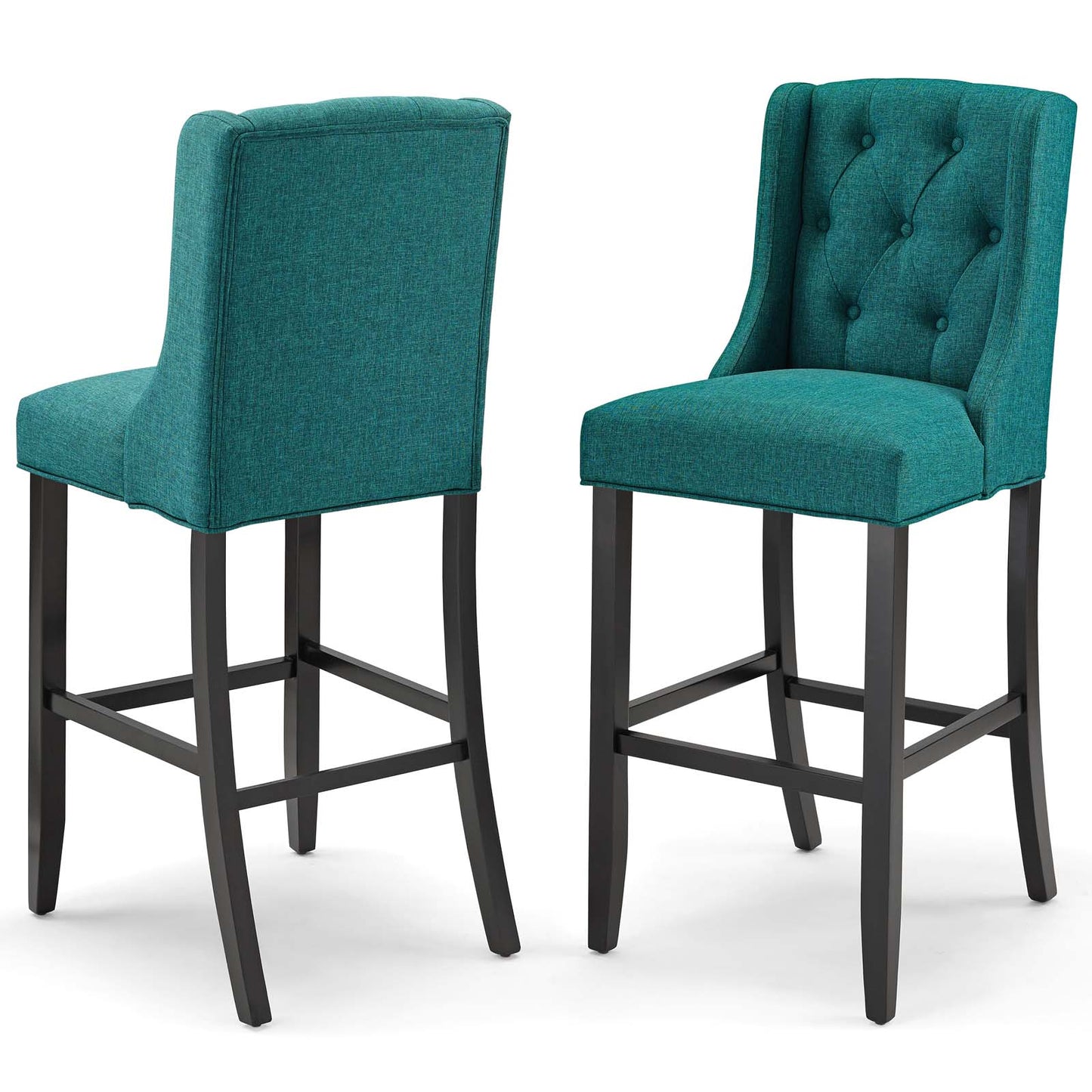 Baronet Bar Stool Upholstered Fabric Set of 2, Fabric, Wood, Teal Blue, 19027