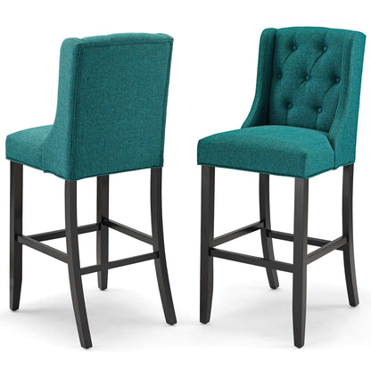 Baronet Bar Stool Upholstered Fabric Set of 2, Fabric, Wood, Teal Blue, 19027