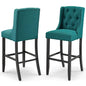 Baronet Bar Stool Upholstered Fabric Set of 2, Fabric, Wood, Teal Blue, 19027