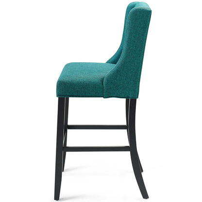 Baronet Bar Stool Upholstered Fabric Set of 2, Fabric, Wood, Teal Blue, 19027