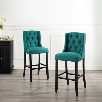 Baronet Bar Stool Upholstered Fabric Set of 2, Fabric, Wood, Teal Blue, 19027