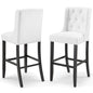 Baronet Bar Stool Faux Leather Set of 2, Faux Leather, Wood, White, 19028