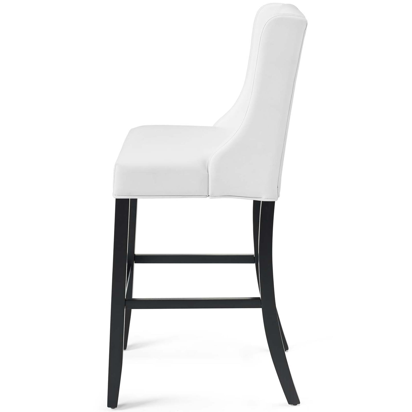 Baronet Bar Stool Faux Leather Set of 2, Faux Leather, Wood, White, 19028