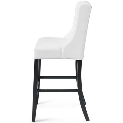 Baronet Bar Stool Faux Leather Set of 2, Faux Leather, Wood, White, 19028