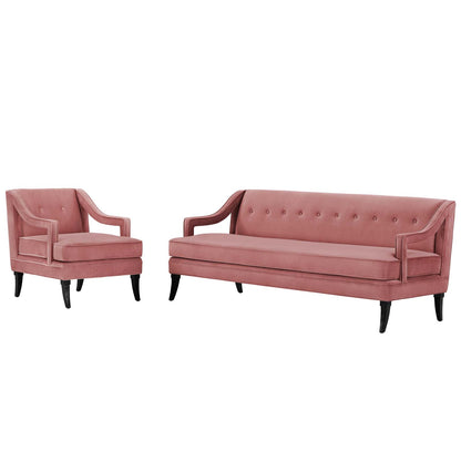 Concur Living Room Set Performance Velvet Set of 2, Velvet, Pink, 19029