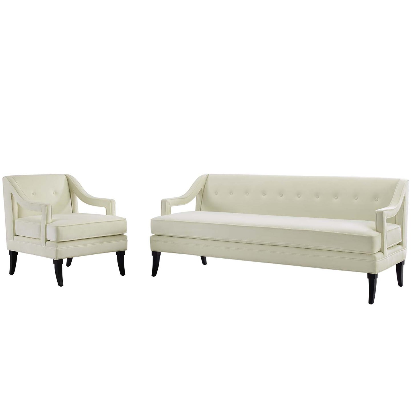 Concur Living Room Set Performance Velvet Set of 2, Velvet, Ivory White, 19032