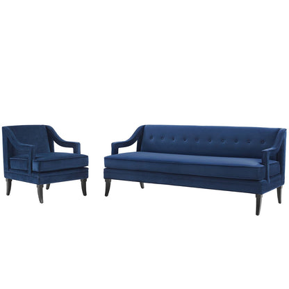 Concur Living Room Set Performance Velvet Set of 2, Velvet, Blue Navy, 19033