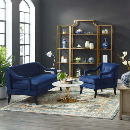 Concur Living Room Set Performance Velvet Set of 2, Velvet, Blue Navy, 19033