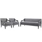 Concur Living Room Set Performance Velvet Set of 3, Velvet, Grey Gray, 19037