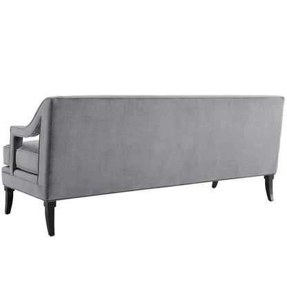 Concur Living Room Set Performance Velvet Set of 3, Velvet, Grey Gray, 19037